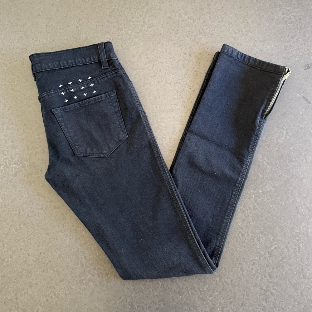 Ksubi Tsubi Black Skinny Zipper Ankle Jeans Distressed Vintage Size 27